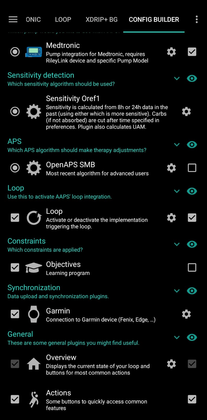 AndroidAPS Config Builder — enable Garmin Plugin